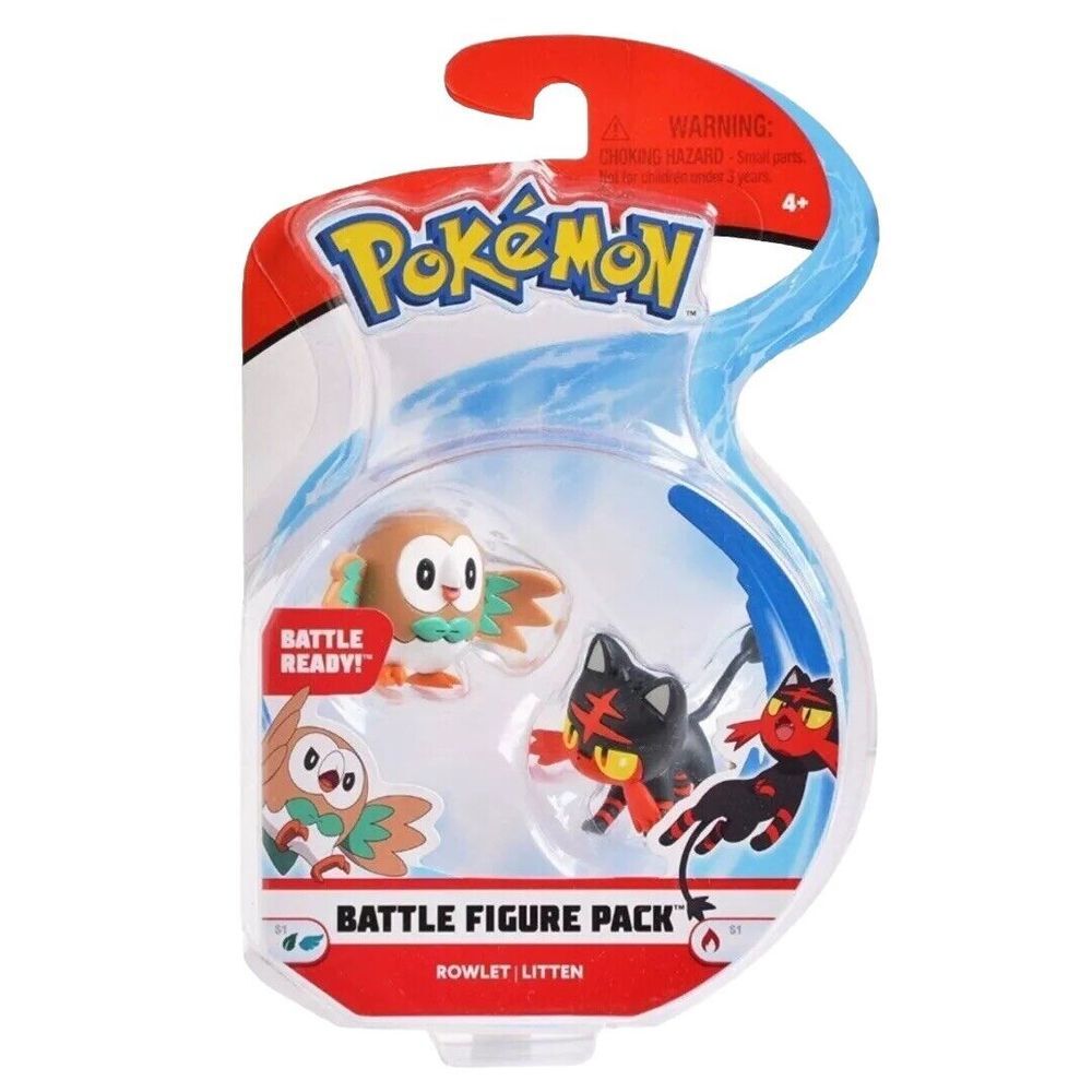 Pokemon 2 Inch Battle Action Figure 2-Pack includes 2" Rowlet and 2" Litten NIB